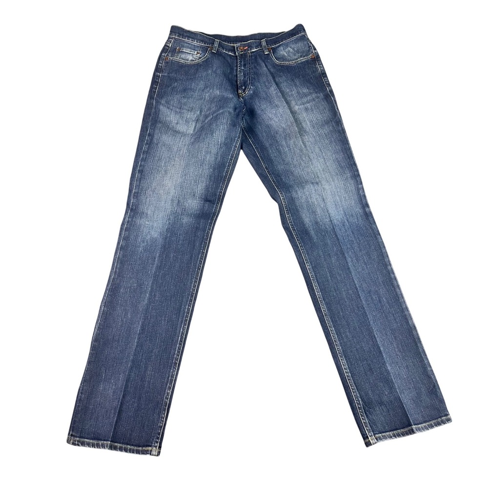 Faconnable F40Z Mens Straight‎ Leg Blue Jeans Size 36x37 Stretch Medium Wash EUC